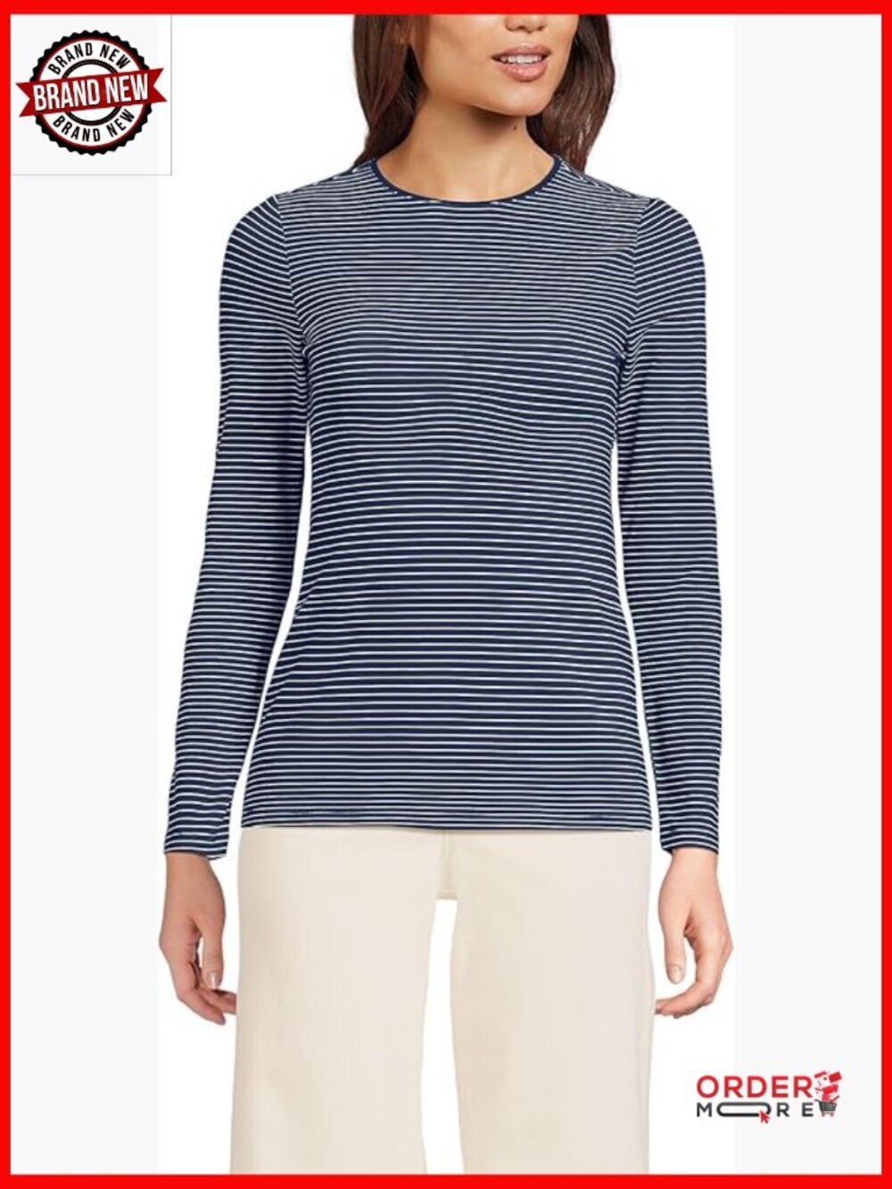 Plus Size Lightweight Jersey Crew Neck Long Sleeve Tee
